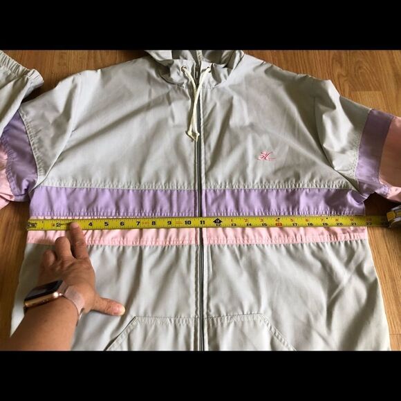 Vintage Hobie Windbreaker Jacket Striped Surfing Hooded 80s R3 - Picture 9 of 10